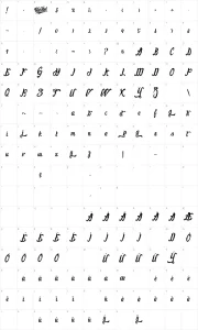 Mapa de caracteres da fonte Lafayet Scripts