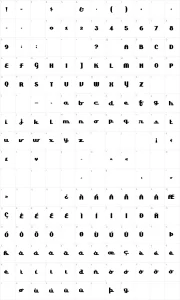 Mapa de caracteres da fonte Lakeshore Drive