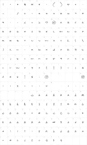 Mapa de caracteres da fonte Late Night Love Notes