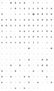 Mapa de caracteres da fonte LBC Starlight