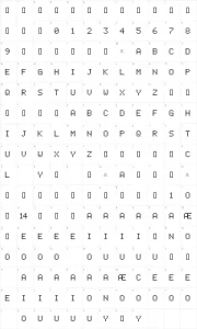 Mapa de caracteres da fonte LCD Phone