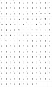 Mapa de caracteres da fonte LCR Party Dings