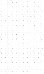 Mapa de caracteres da fonte Learning Curve BV