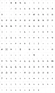 Mapa de caracteres da fonte Learning Machine