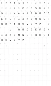 Mapa de caracteres da fonte Led Board