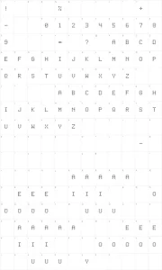 Mapa de caracteres da fonte LED Dot-Matrix
