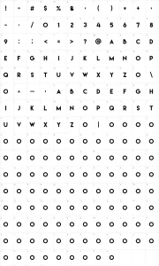 Mapa de caracteres da fonte Lemon/Milk