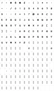 Mapa de caracteres da fonte Letter O Matic