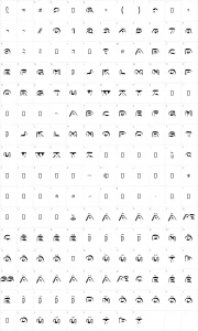 Mapa de caracteres da fonte Letter Set