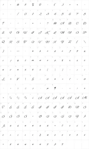 Mapa de caracteres da fonte Lexys Rose