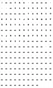 Mapa de caracteres da fonte Liberty City Ransom