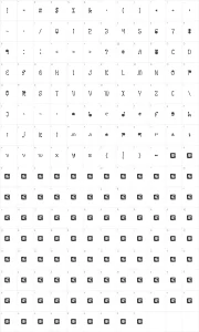 Mapa de caracteres da fonte Licorice Strings