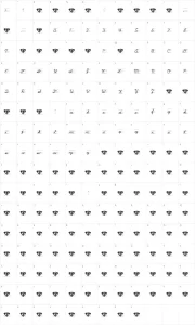 Mapa de caracteres da fonte Life Lessons