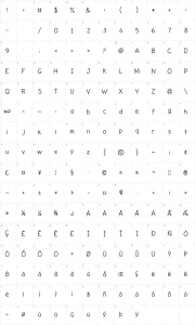 Mapa de caracteres da fonte Life's A Beach