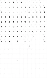 Mapa de caracteres da fonte LifeCraft