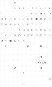 Mapa de caracteres da fonte Light Unciale