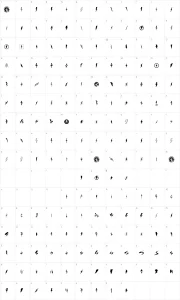 Mapa de caracteres da fonte Lightning Bolt