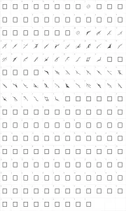 Mapa de caracteres da fonte Lightning Bolts