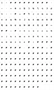 Mapa de caracteres da fonte !Limberjack