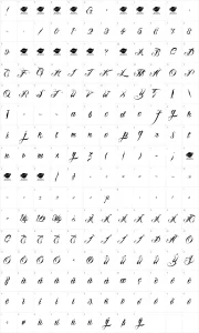 Mapa de caracteres da fonte Lina Script