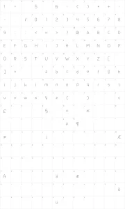 Mapa de caracteres da fonte Line UltraLight