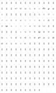 Mapa de caracteres da fonte Linus Face
