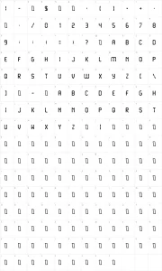 Mapa de caracteres da fonte Liquid Crystal