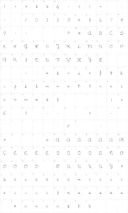 Mapa de caracteres da fonte Little Days + Little Daisy
