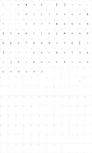 Mapa de caracteres da fonte Little Ryan