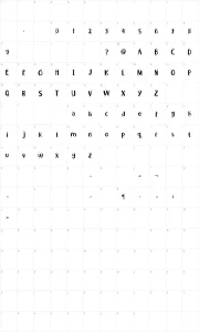 Mapa de caracteres da fonte Little Santa Flake