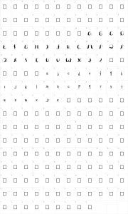 Mapa de caracteres da fonte Lizzard