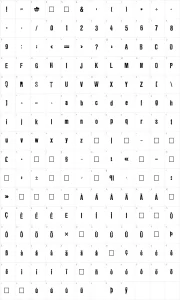 Mapa de caracteres da fonte LL Rubber Grotesque