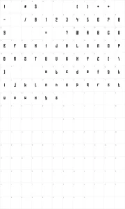 Mapa de caracteres da fonte Long Shot