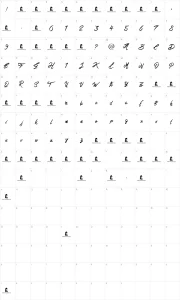 Mapa de caracteres da fonte Love Rock