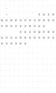 Mapa de caracteres da fonte Love you too TFB