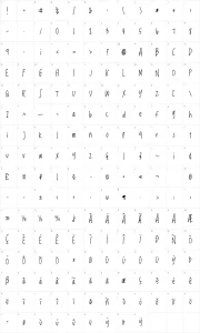 Mapa de caracteres da fonte Loved by the King