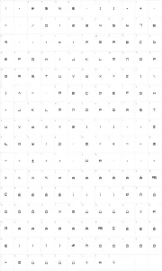 Mapa de caracteres da fonte Low Gun Screen