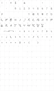 Mapa de caracteres da fonte Loyal Fame
