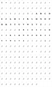 Mapa de caracteres da fonte LT Nutshell Library