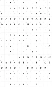 Mapa de caracteres da fonte Lyric Poetry