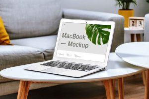 MacBook On Table Mockup