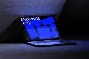 MacBook Pro 16 Mockup on Concrete Background
