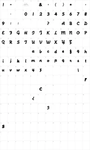 Mapa de caracteres da fonte Machine Script