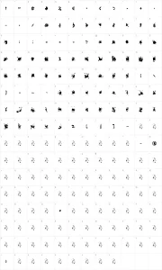Mapa de caracteres da fonte Mad Bubbles