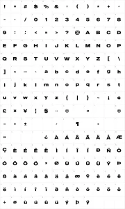 Mapa de caracteres da fonte MADE Outer Sans