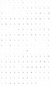Mapa de caracteres da fonte Made With B