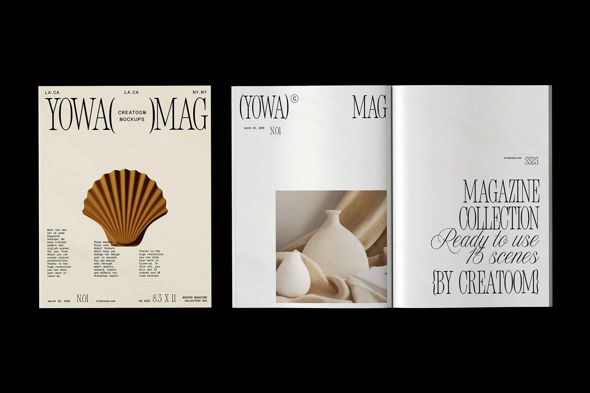Magazine Mockup on Black Background