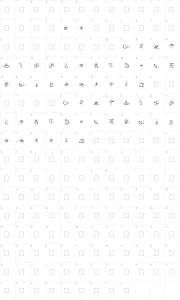 Mapa de caracteres da fonte Mage Script