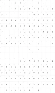 Mapa de caracteres da fonte Magic Bean Salade