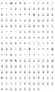 Mapa de caracteres da fonte Magical Mystery Tour